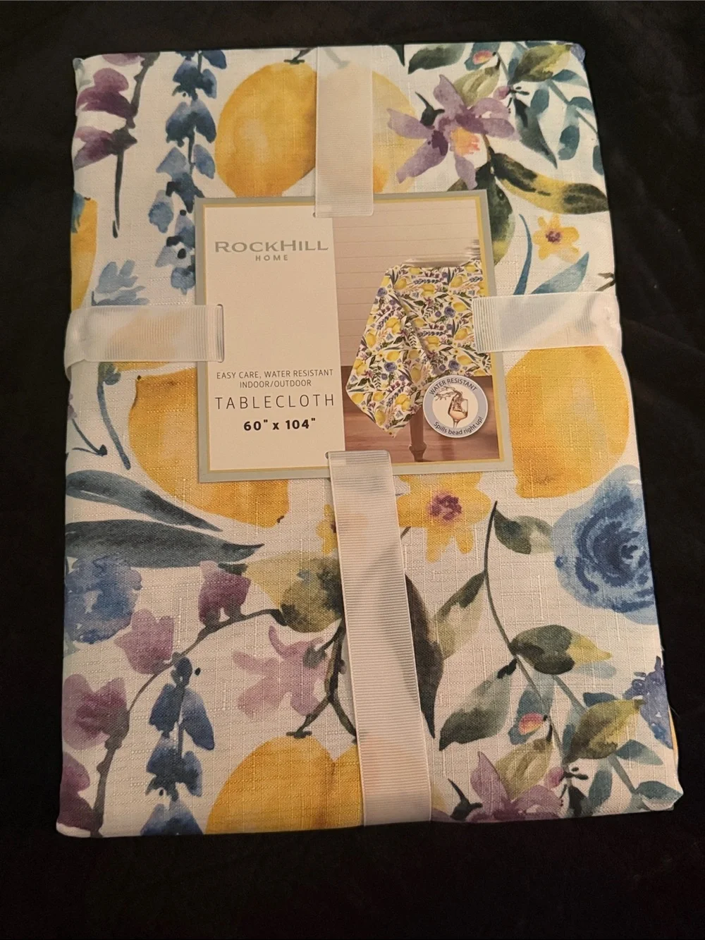 Rockhill Home Lemon & Floral Tablecloth in Yellow & Blue